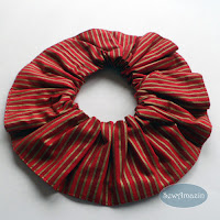  Christmas Dog Scrunchie Ruffle, Red Gold Stripes