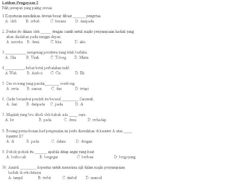 Bahasa Melayu Tingkatan 2: set 3