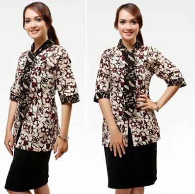 20 Contoh Model Kemeja Batik Wanita Kombinasi  Modern 2021