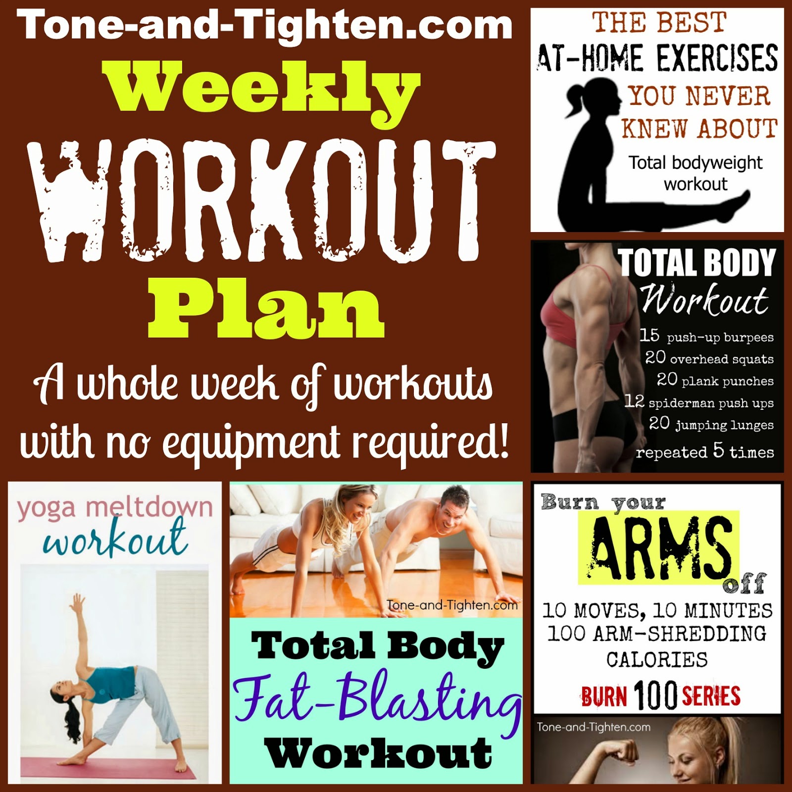 Weekly Workout Plan - At-Home Workouts With No Weights ...