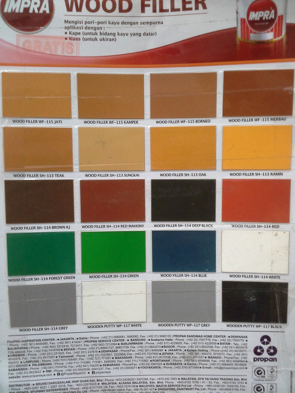 Katalog Warna  Dempul Kayu IMPRA  2022