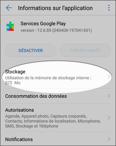 Google play التخزين'Stockage 