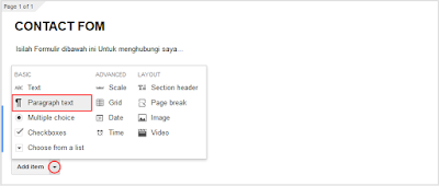 Membuat Paragraph text pada google form