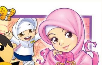 Gambar gambar kartun muslim dan  muslimah Anak Gambat 