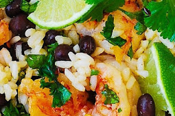 CILANTRO-LIME AND BLACK BEAN SHRIMP AND RICE SKILLET