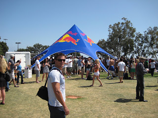 Chad in front of a Red Bull tent.