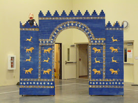 Ishtar's Gate in all blue, with puppet