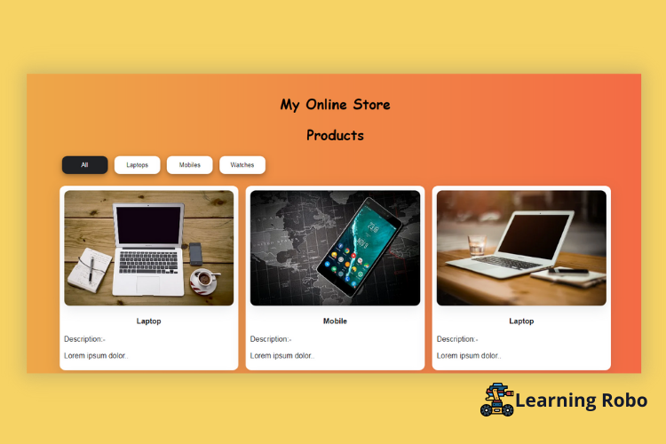 Filterable Product Gallery using HTML, CSS & JavaScript