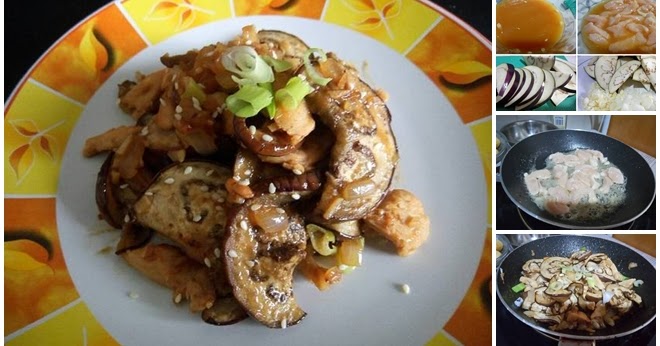 Resep Tumis terong ayam saus miso (chicken and eggplant 