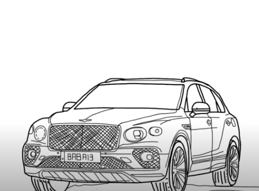 How to draw Bentley Bentayga Hybrid 2021 - Step by Step