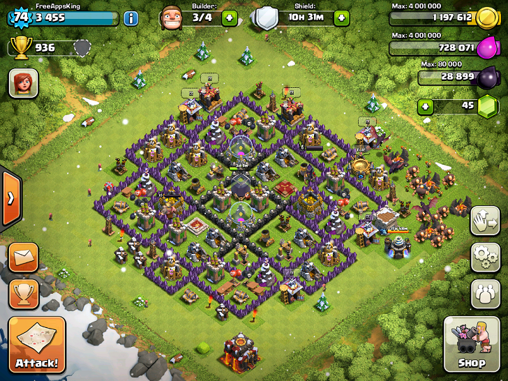 FreeAppsKing - Clash Of Clans Village - Level 74 - Clash Of Clans Guide - FreeApps.ws