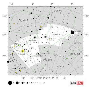 IAU: Карта на съзвездието Кораб | Carina