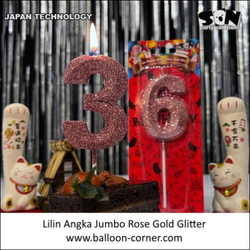 Lilin Ulang Tahun / Ultah Angka Jumbo Rose Gold Glitter (SON 253)