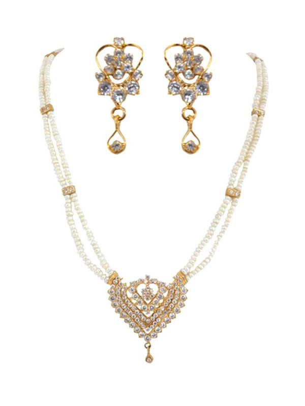 Pearl Necklace Mini Rani Haar Set