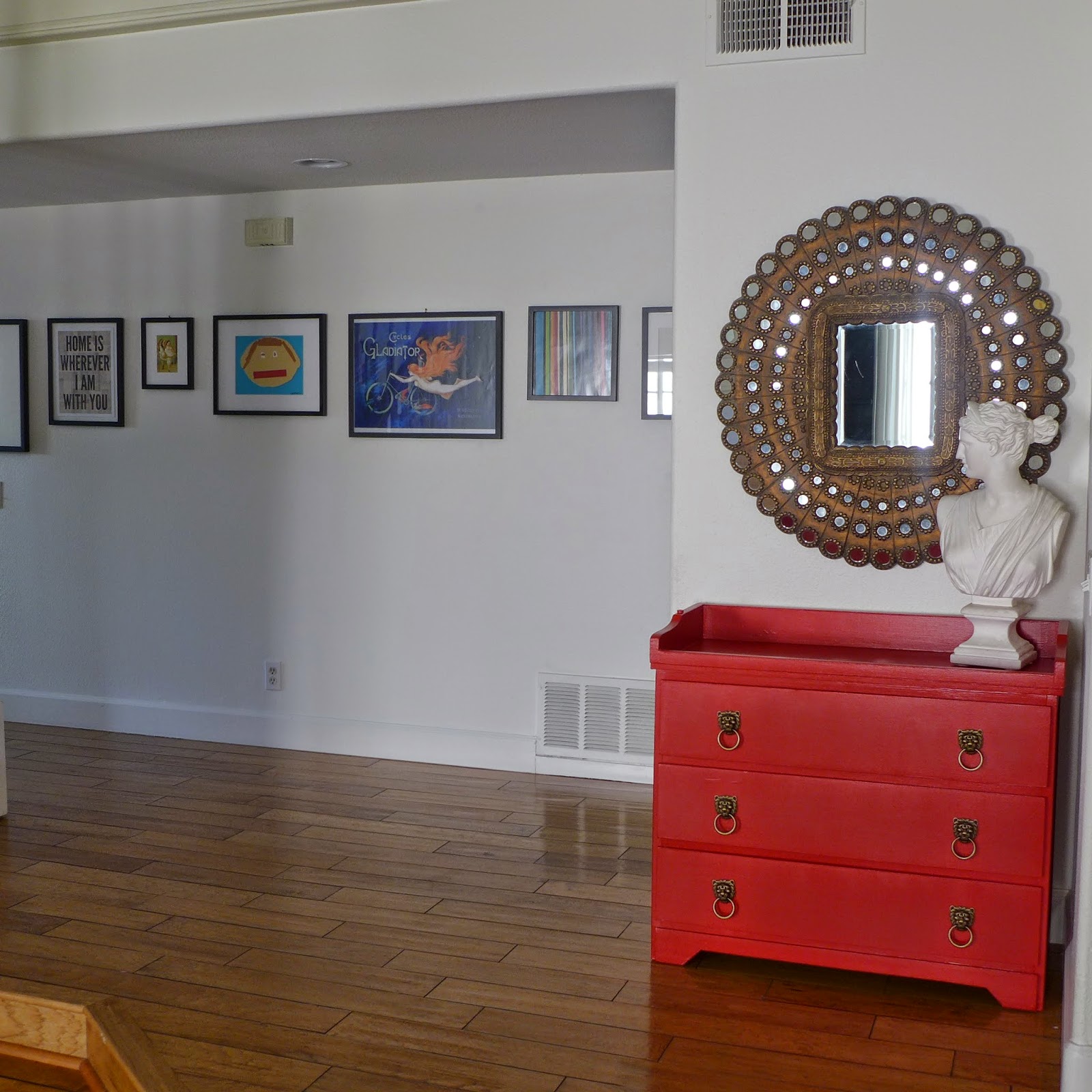 Lisa Moves Red Dresser In The Foyer