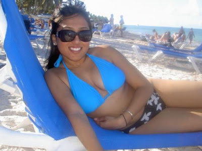 desi indian local girl in bikini dress on beach