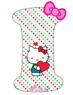 Alfabeto de Hello Kitty con Corazones.