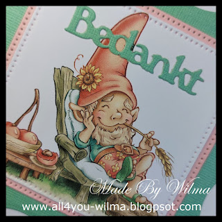 Kabouter, Gnome, Bedankt, Thank you, Genieten, Enjoy, The Paper Shelter, Gekleurde digi, Colored digi, Stamp, Papicolor, Crealies, All4You, ALL4YOU,