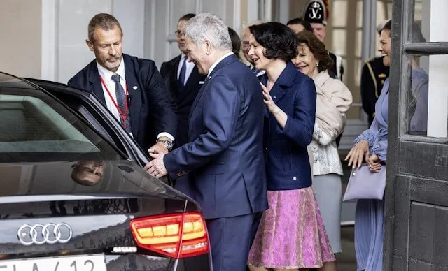 Crown Princess Victoria wore a pleated long dress by H&M. Jenni Haukio, Queen Silvia, Prince Daniel, Prince Carl Philip and Princess Sofia