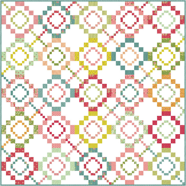 Spellbound quilt in Strawberry Lemonade fabrics by Sherri and Chelsi for Moda Fabrics