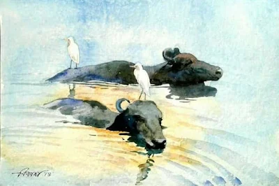 Buffalos painting Bikas Kundu