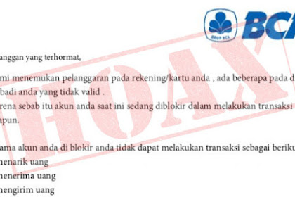 BCA AKAN DIBLOKIR? ITU HOAX!!!