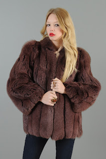 Vintage 1980's raspberry colored fluffy mink fur coat.