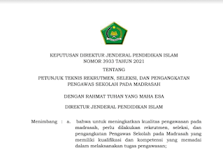 Download Lengkap Juknis Seleksi Dan Pengangkatan Pengawas Madrasah Tahun 2021