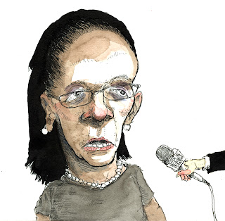 mayor linda thompson of harrisburg reacting to the press on WHBG 20 drawn by Ammon Perry editorial illustration