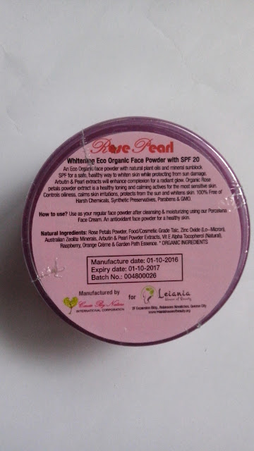 Rose Pearl Whitening Eco Organic Face Powder with SPF 20 review