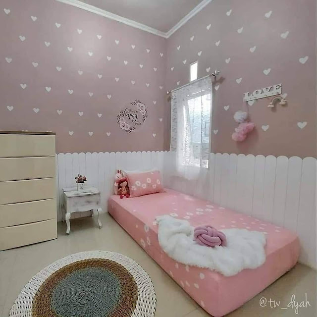 design bilik tidur remaja perempuan simple