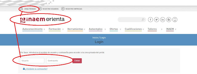 Usuario y contraseña Inaem Orienta