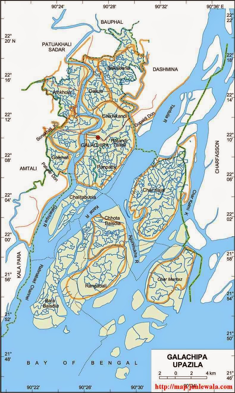 galachipa upazila map of bangladesh