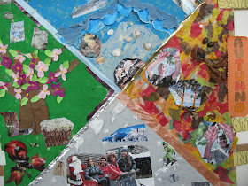 photo of: Reggio Emilia Art project: collage of four seasons