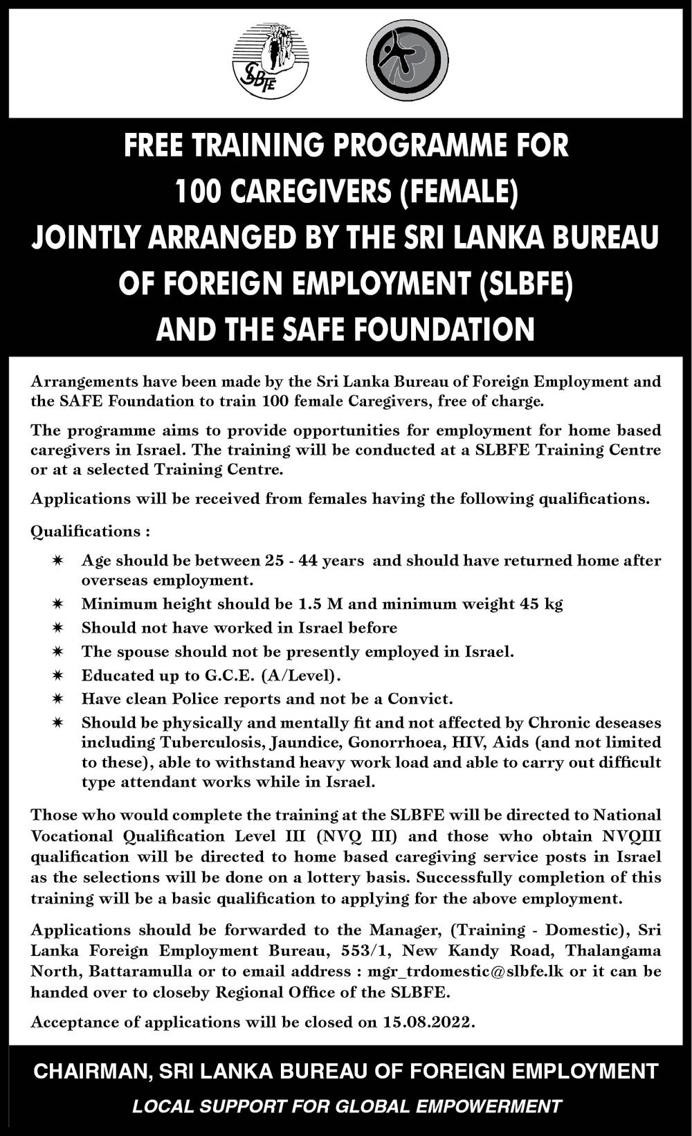 SLBFE English Job Notification