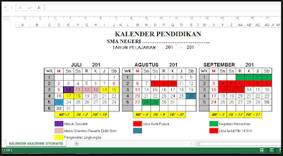 Aplikasi Kalender Pendidikan 2018/2019 Menggunakan Rumus Excel