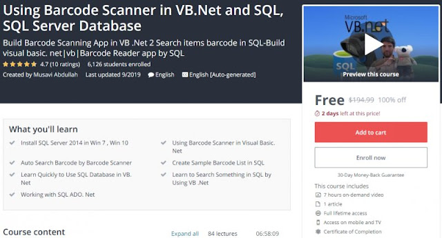 [100% Off] Using Barcode Scanner in VB.Net and SQL, SQL Server Database| Worth 194,99$