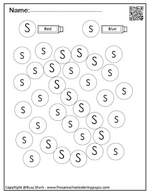 Letter S dot markers free preschool coloring pages ,learn alphabet ABC for toddlers