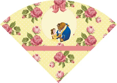 Beauty and the Beast with Roses Free Printable Cones.