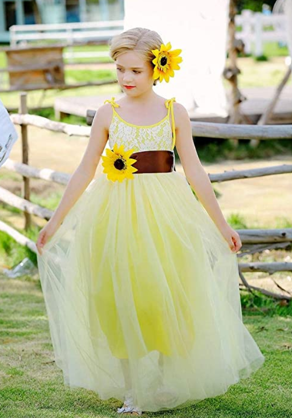 sunflower flowergirl dress bridesmaid