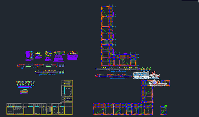 Structure plan construction details of office in AutoCAD 