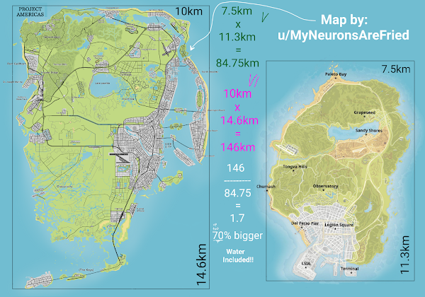 GTA 6 Map Size Comparison with GTA 5