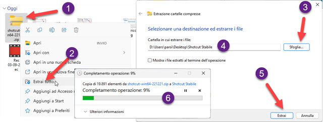 estrarre il file zip