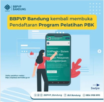Pendaftaran BBPVP Bandung Pelatihan Berbasis Kompetensi (PBK) BLK  2022