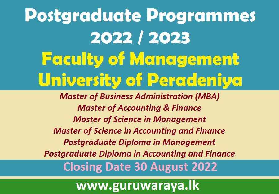 Postgraduate Programmes 2022/23 (University of Peradeniya)