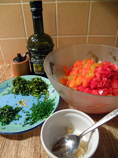 Chopped Tomatoes, Minced Herbs, Minced Garlic, Olive Oil and Pepper