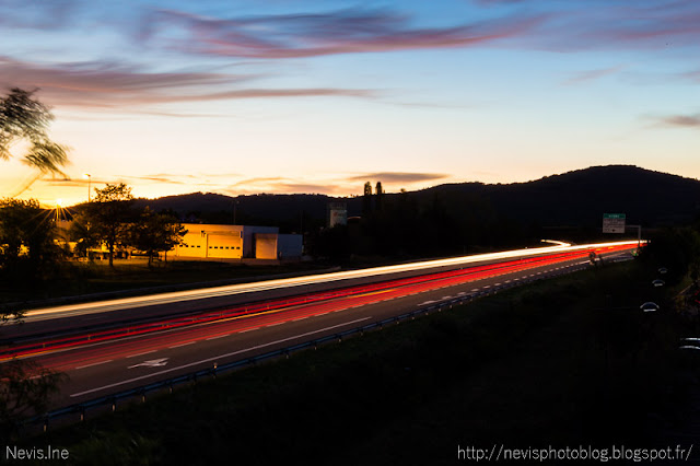 Photo de nuit pose longue autoroute A48 colombe isère 1