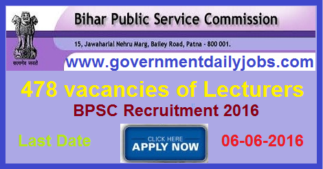 BPSC RECRUITMENT 2016 APPLY FOR 478 LECTURER POSTS