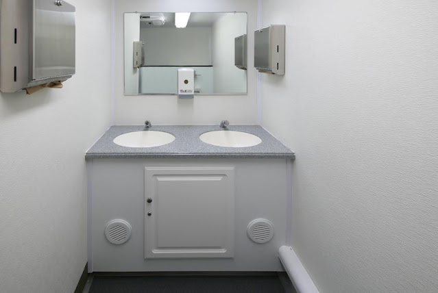 Inside a Commercial restroom trailer, New York