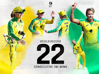 Australia women create world record with 22 straight ODI wins.